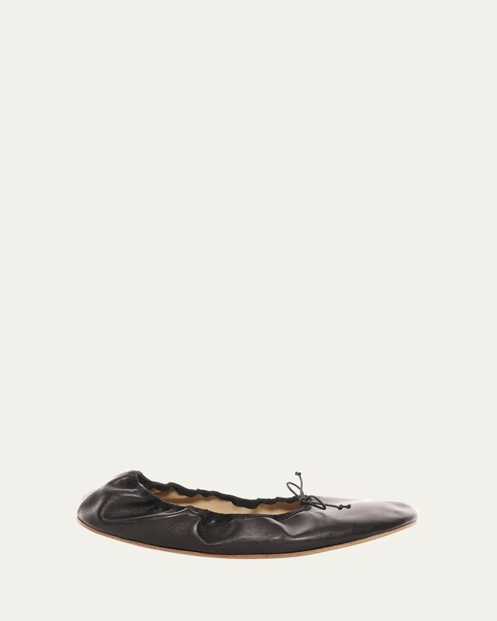 Leather Bow Ballerina Flats