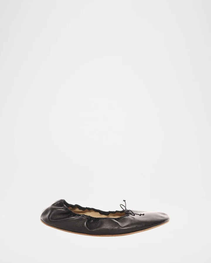 Leather Bow Ballerina Flats