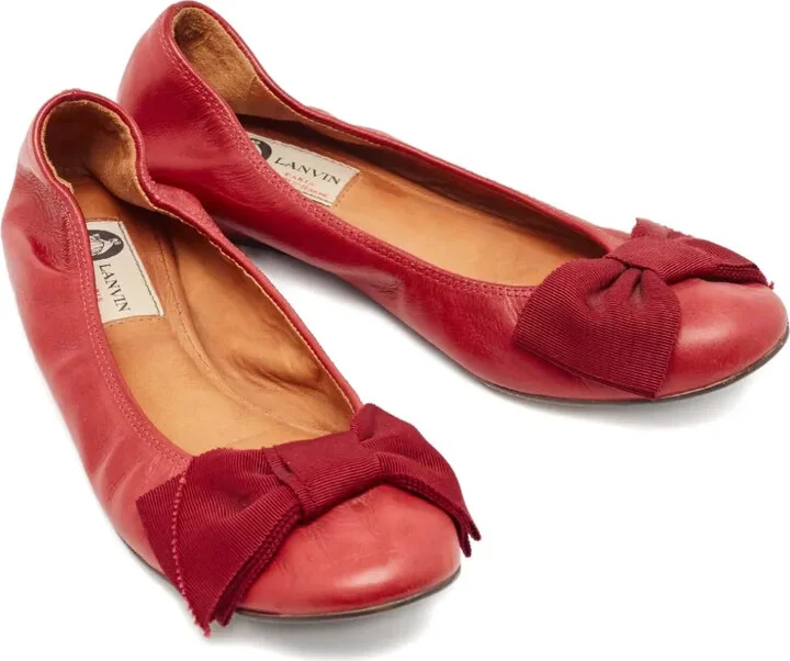 Leather Bow Ballet Flats - Image 3