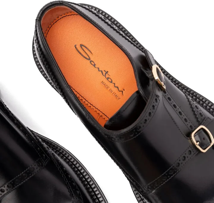 Leather Brogue-Detailing Monk Shoes - Image 3