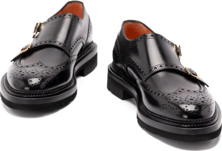 Leather Brogue-Detailing Monk Shoes - Image 4