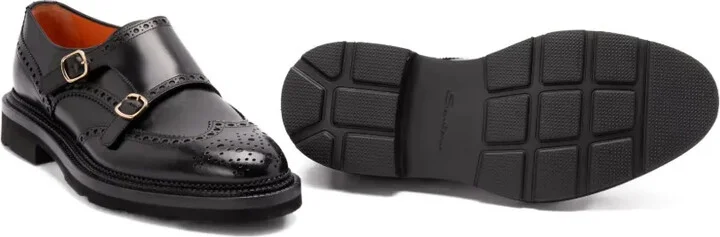 Leather Brogue-Detailing Monk Shoes - Image 5