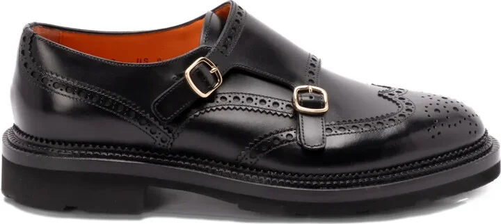 Leather Brogue-Detailing Monk Shoes