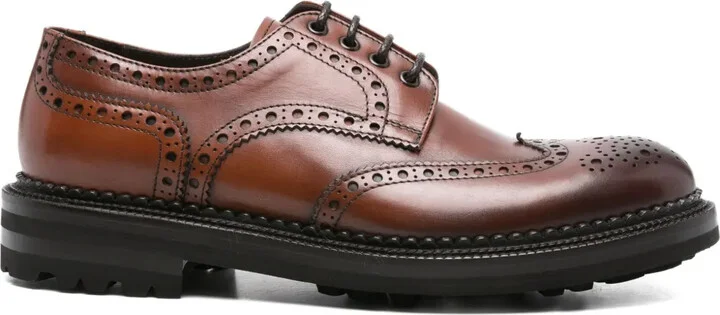 Leather Brogue Lace-Up Shoes