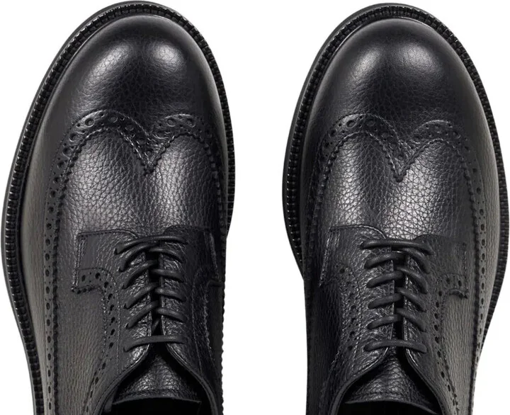 leather broguing-details Derby shoes - Image 3