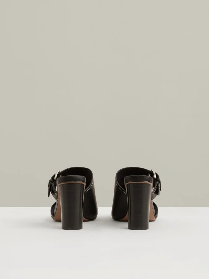 Leather Buckle Block-heel Sandals - Image 3