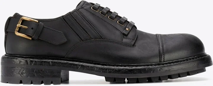 Leather Buckle Derby Shoes