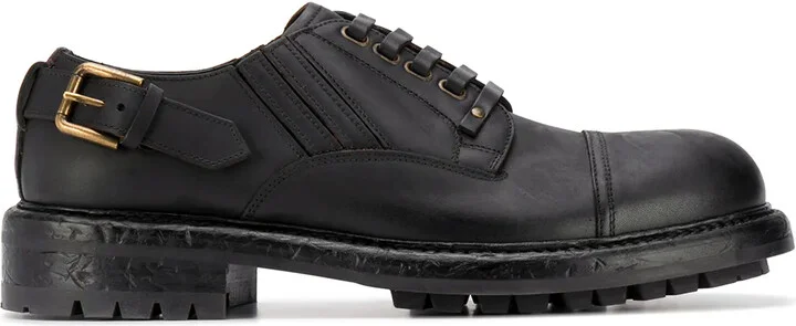 leather buckle Derby shoes