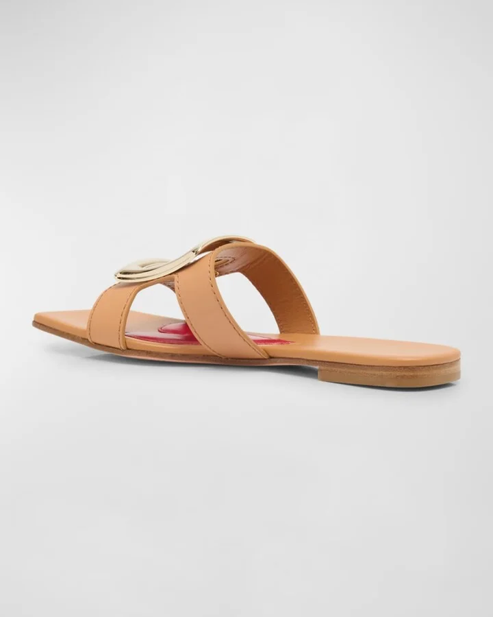 Leather Buckle Flat Slide Sandals - Image 4