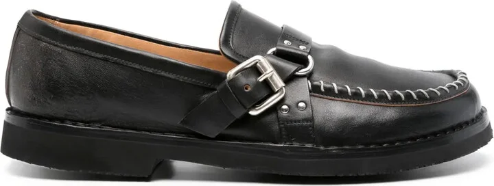 Leather Buckle Loafers
