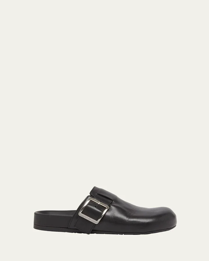 Leather Buckle Mules