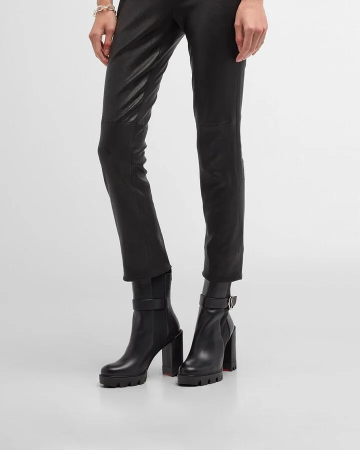 Leather Buckle Red Lug Sole Chelsea Booties - Image 3