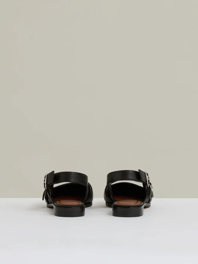 Leather Buckle-strap Flat Mules - Image 3