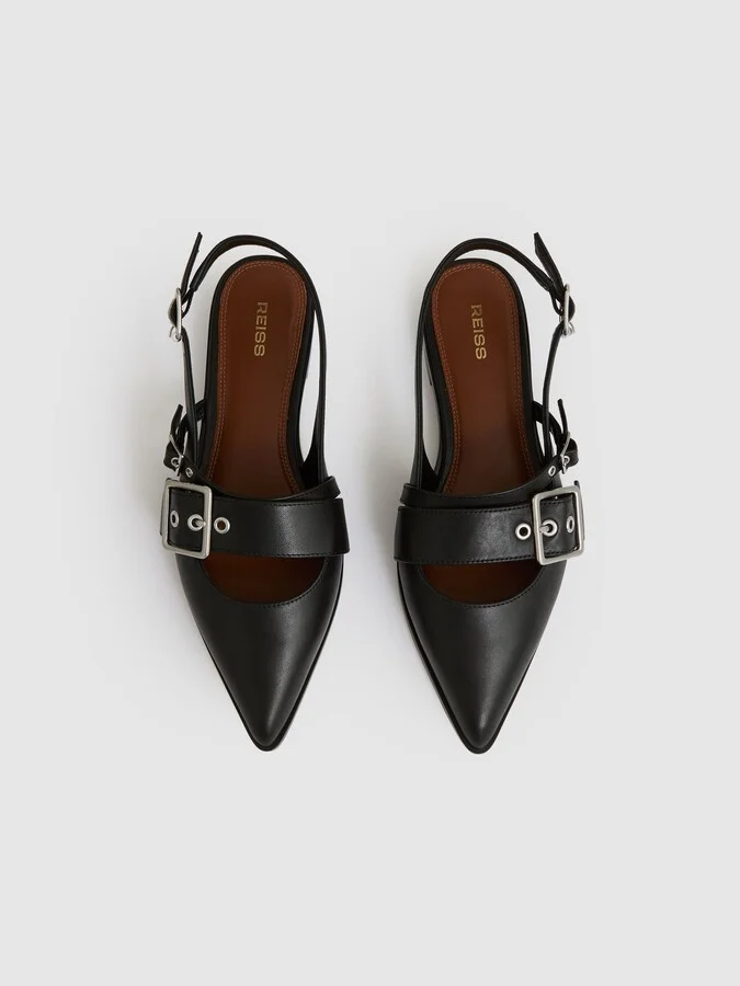 Leather Buckle-strap Flat Mules - Image 4