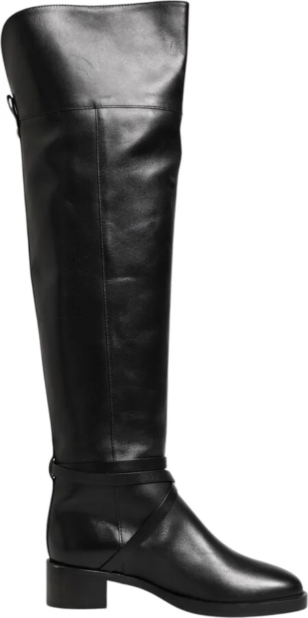 Leather Buckled High Boots Women's Shoes (Pre-Owned)