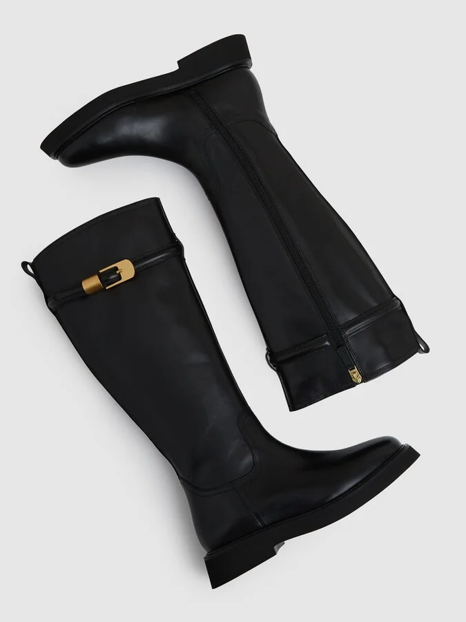 Leather Buckled Knee-high Boots - Image 2