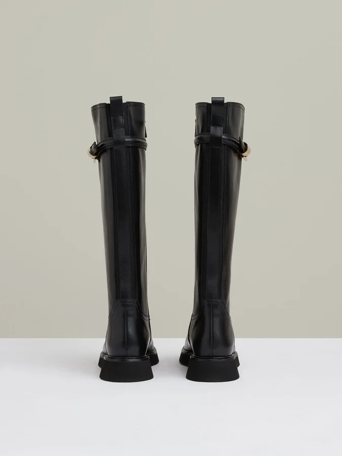 Leather Buckled Knee-high Boots - Image 4