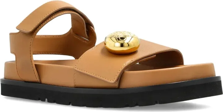 Leather Button-Embellished Sandals - Image 2
