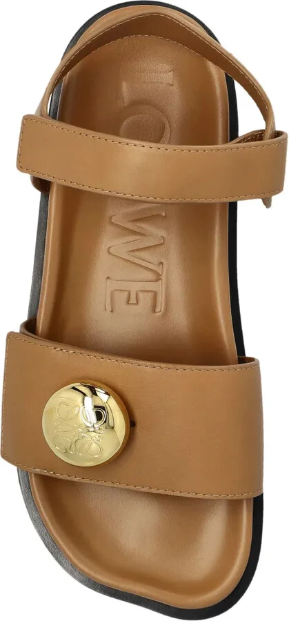 Leather Button-Embellished Sandals - Image 3