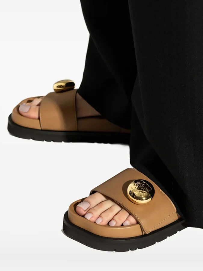 Leather Button-Embellished Sandals - Image 5