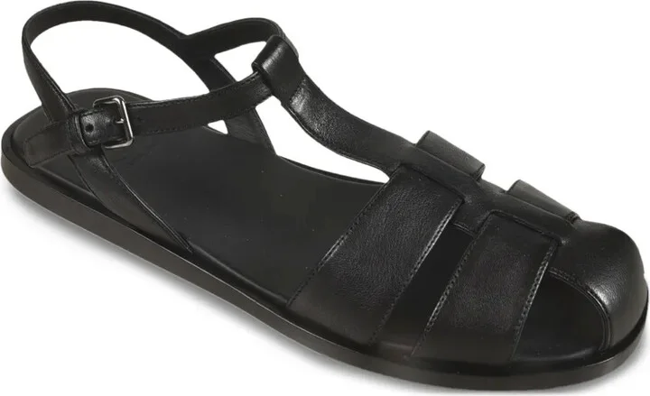 Leather Caged Flat Sandals - Image 2