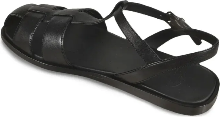 Leather Caged Flat Sandals - Image 3