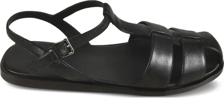 Leather Caged Flat Sandals