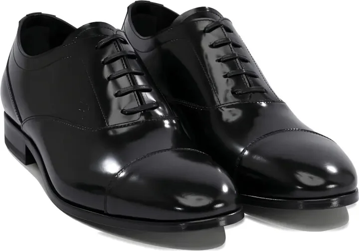Leather Cap-Toe Lace-Up Oxford Shoes - Image 2