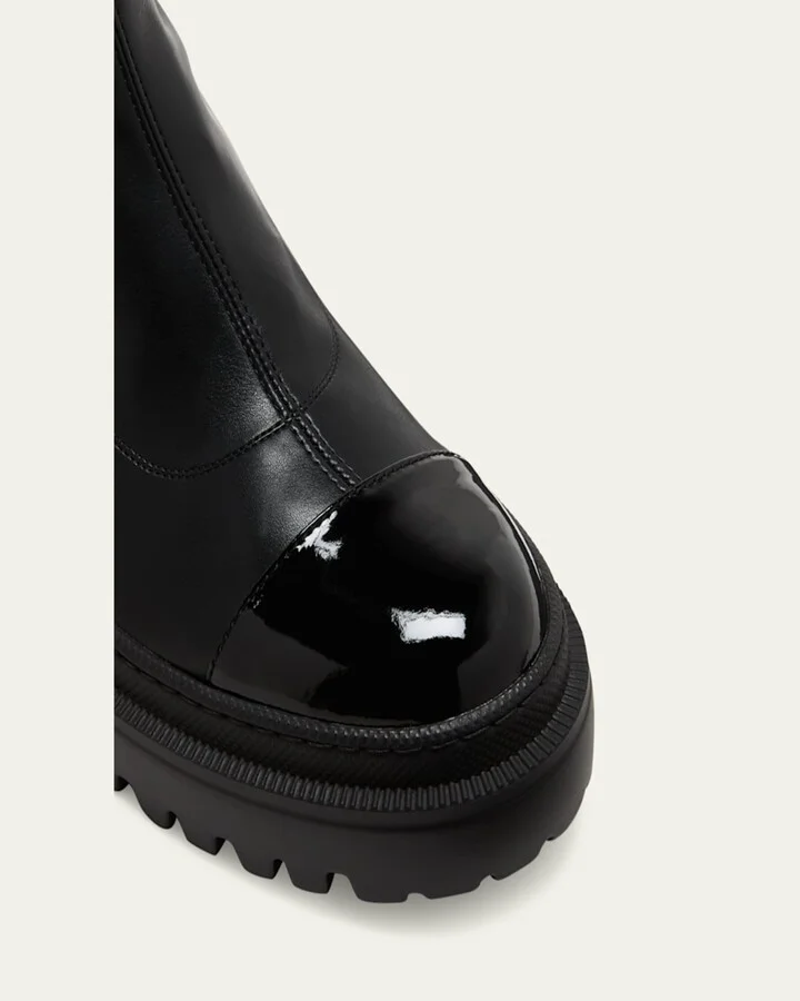 Leather Cap-Toe Moto Boots - Image 7