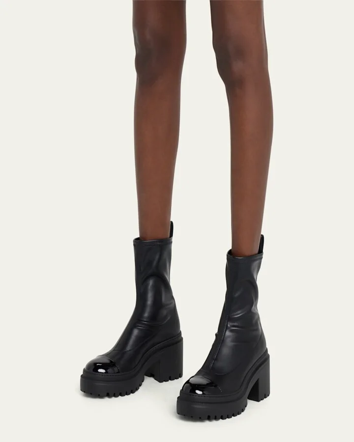 Leather Cap-Toe Moto Boots - Image 9