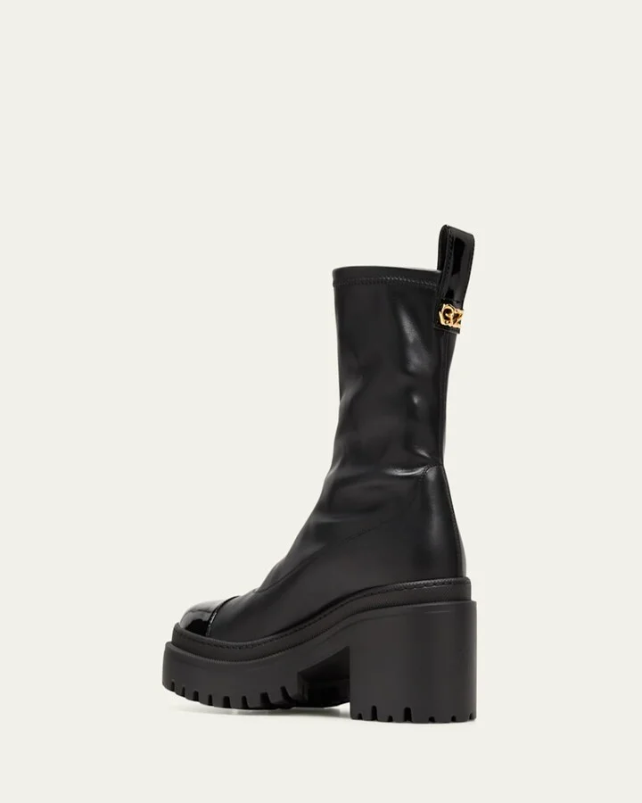 Leather Cap-Toe Moto Boots - Image 10