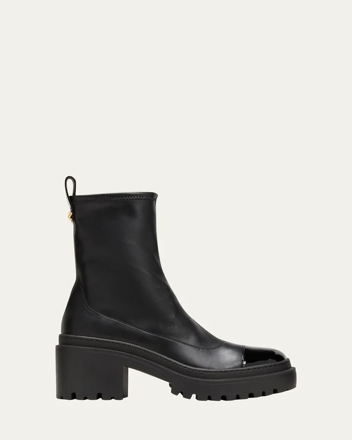 Leather Cap-Toe Moto Boots