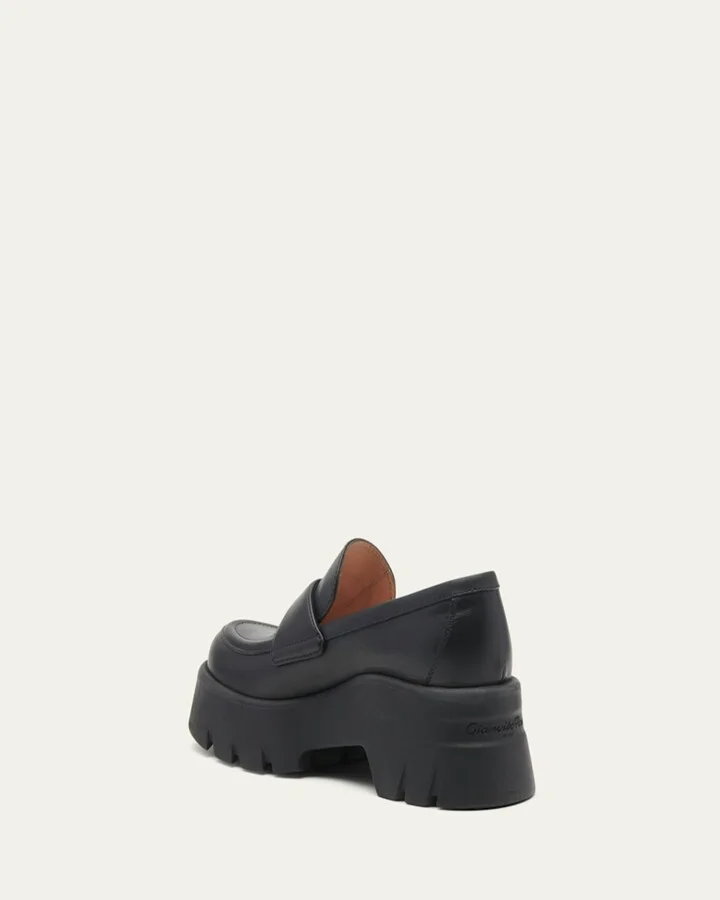 Leather Casual Lug-Sole Loafers - Image 3