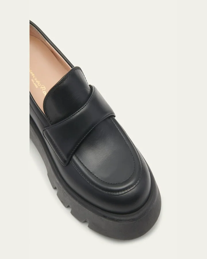 Leather Casual Lug-Sole Loafers - Image 5
