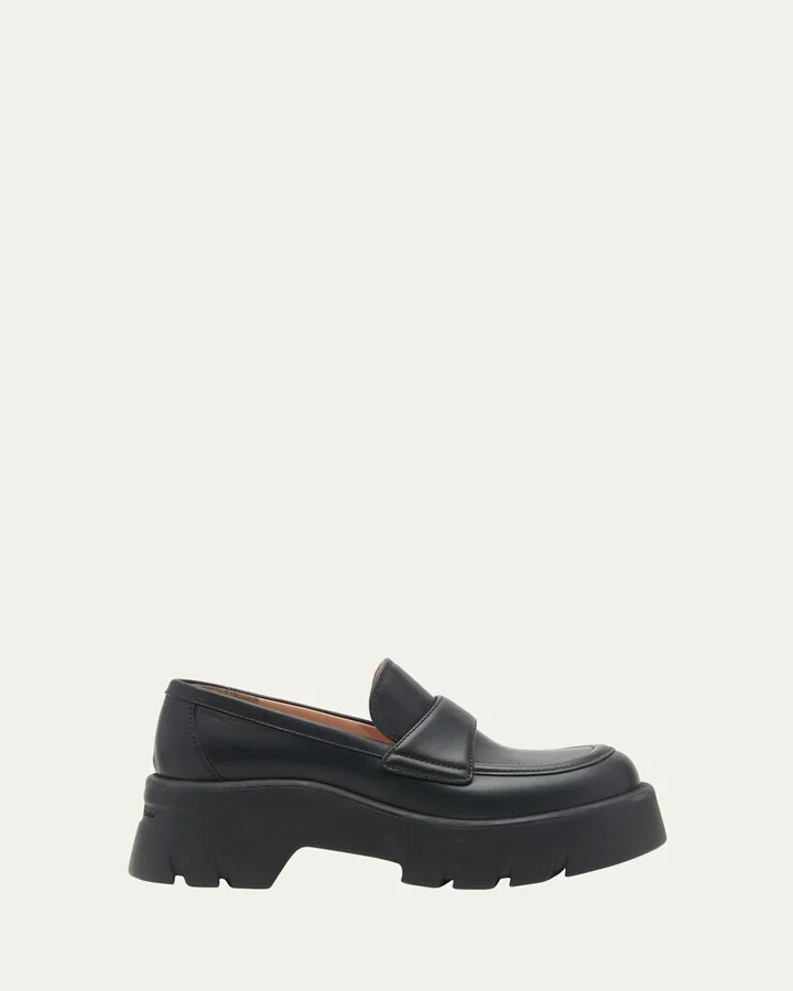 Leather Casual Lug-Sole Loafers