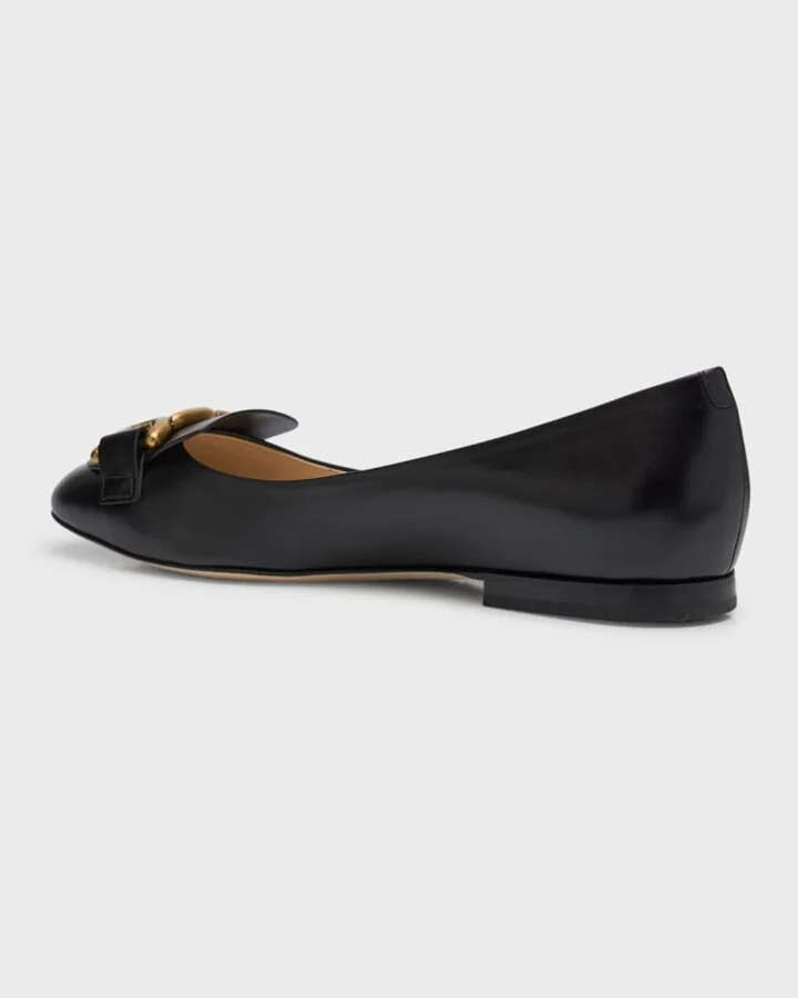 Leather Chain Ballerina Flats - Image 2