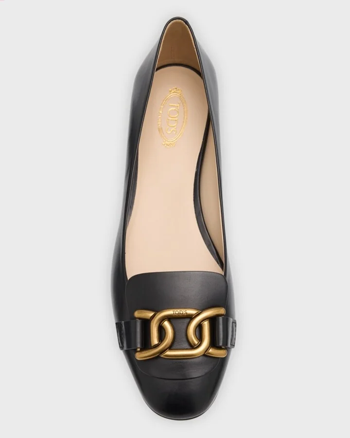 Leather Chain Ballerina Flats - Image 4