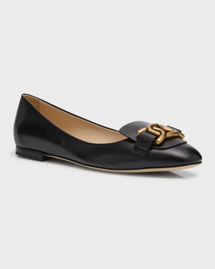 Leather Chain Ballerina Flats - Image 5
