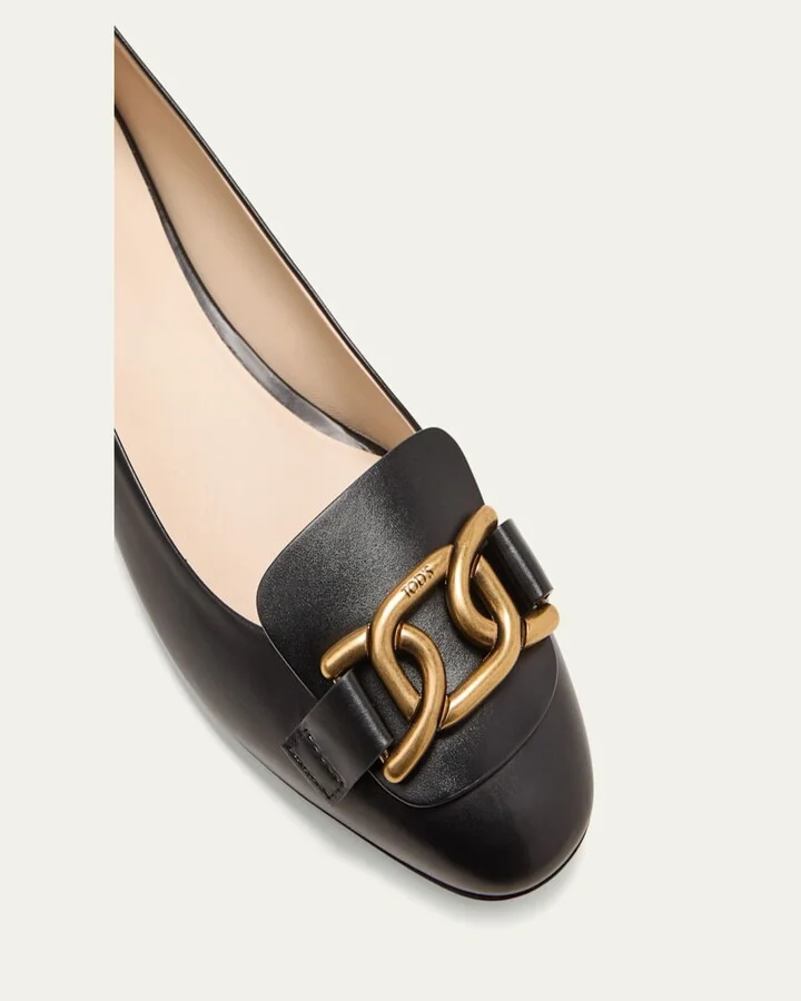 Leather Chain Ballerina Flats - Image 3