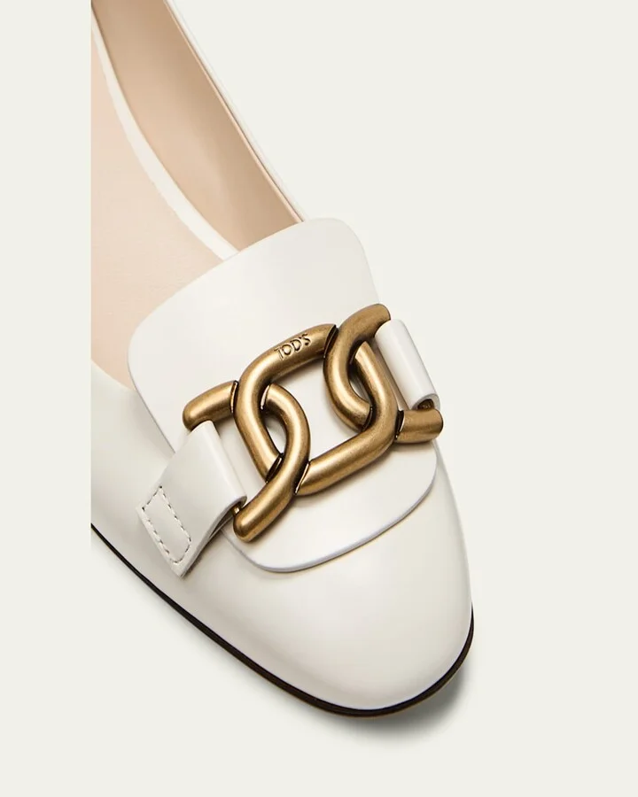 Leather Chain Ballerina Flats - Image 2