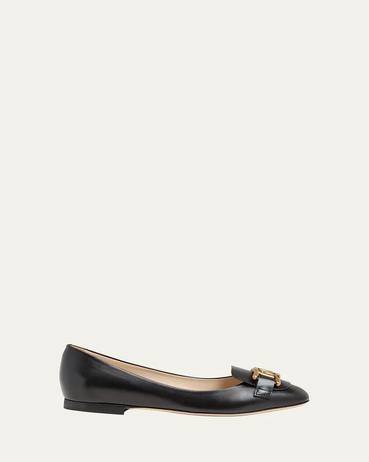Leather Chain Ballerina Flats