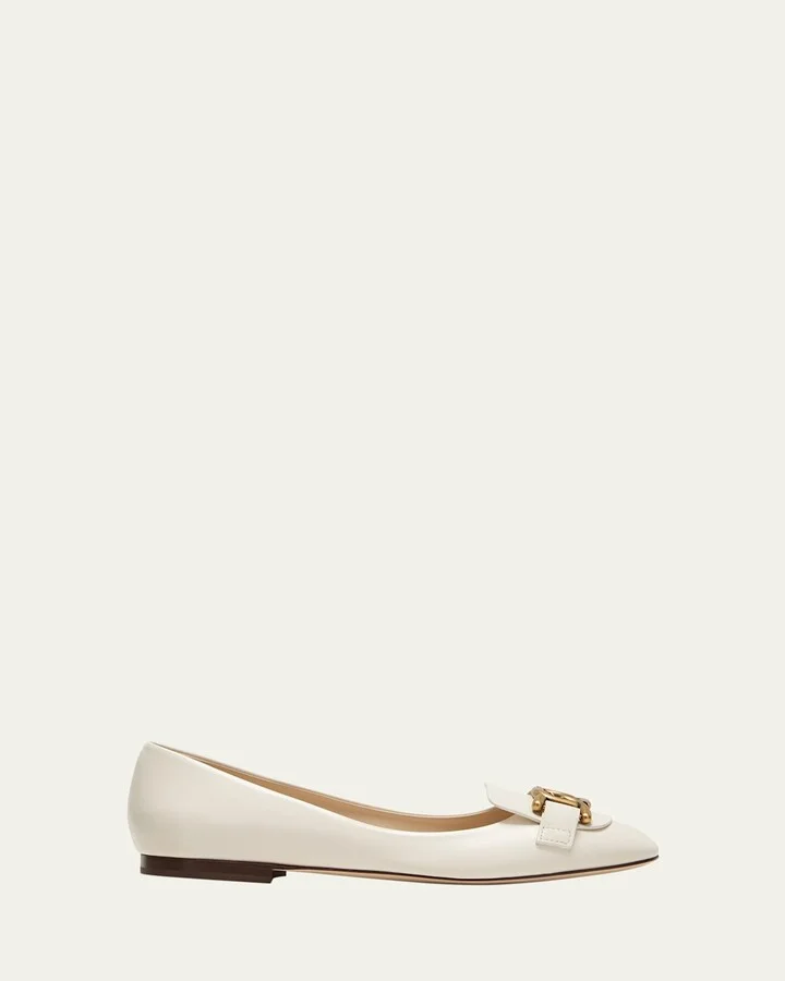 Leather Chain Ballerina Flats