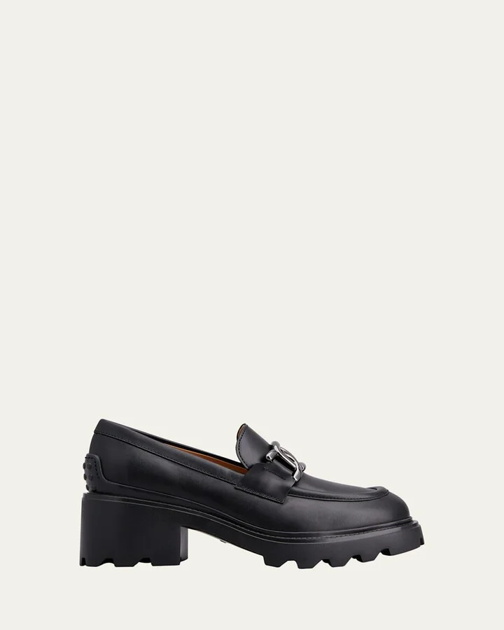 Leather Chain Casual Loafers