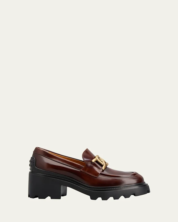 Leather Chain Casual Loafers