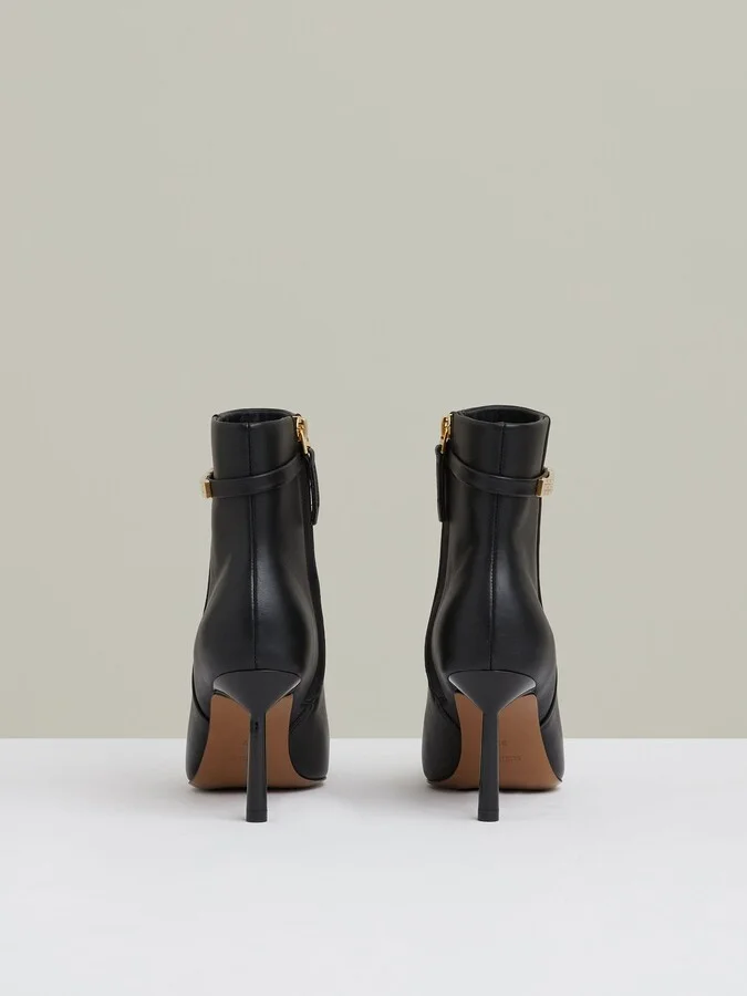 Leather Chain Embellished Ankle Boots - Image 5