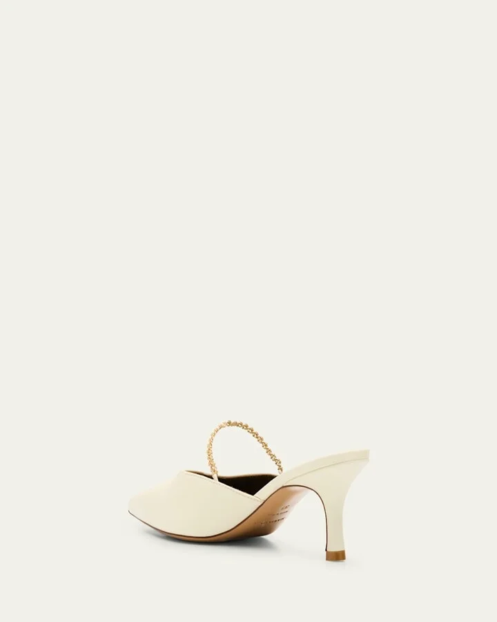 Leather Chain Kitten Mule Pumps - Image 3