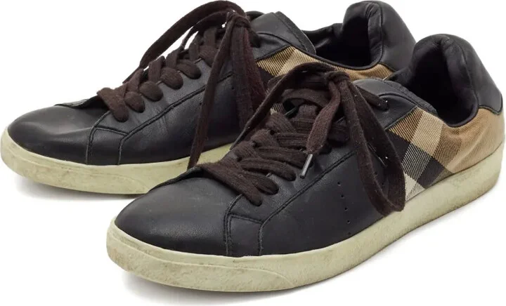 Leather Checked Sneakers - Image 2