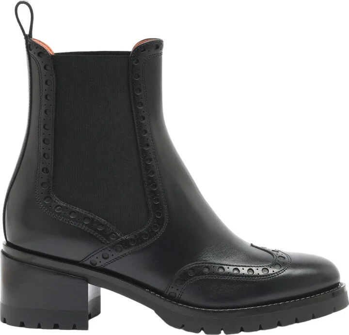 Leather Chelsea brogue boot