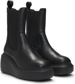 Leather Chelsea-style boots with wedge sole- Black Women's Boots size 7