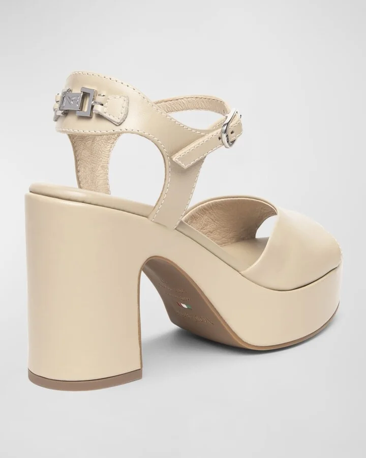Leather Chunky Ankle-Strap Platform Sandals - Image 4